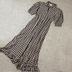 Mille Plaid Button-Down Maxi Dress S